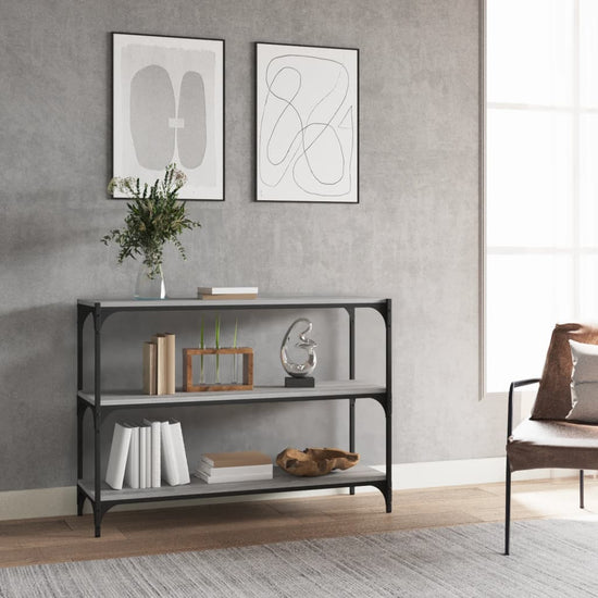 Boekenkast 100x33x70,5 cm hout en staal grijs sonoma eikenkleur MeubelReus
