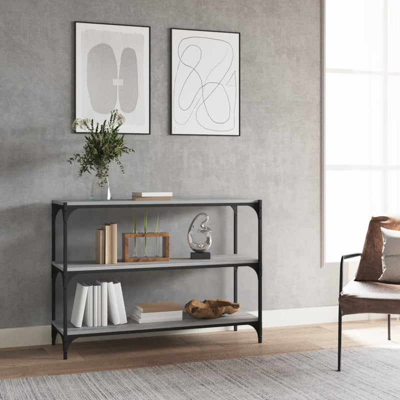 Boekenkast 100x33x70,5 cm hout en staal grijs sonoma eikenkleur MeubelReus