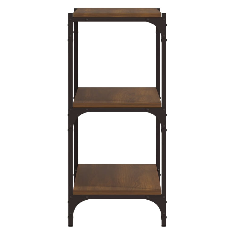 Boekenkast 100x33x70,5 cm bewerkt hout en staal bruin eikenkleur MeubelReus