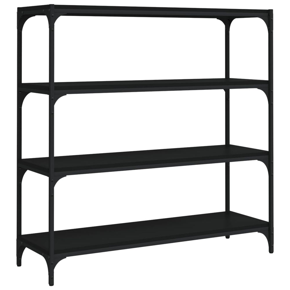 Boekenkast 100x33x100 cm bewerkt hout en staal zwart MeubelReus
