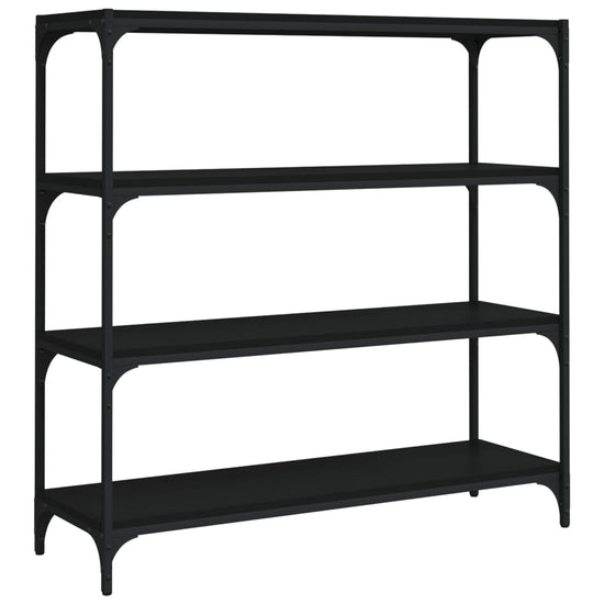 Boekenkast 100x33x100 cm bewerkt hout en staal zwart MeubelReus