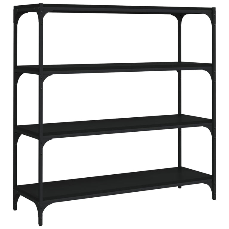 Boekenkast 100x33x100 cm bewerkt hout en staal zwart MeubelReus