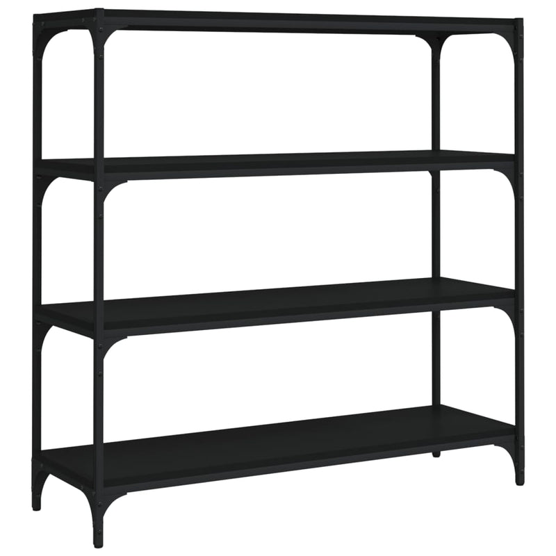 Boekenkast 100x33x100 cm bewerkt hout en staal zwart MeubelReus