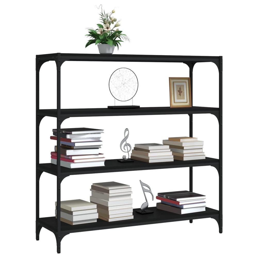 Boekenkast 100x33x100 cm bewerkt hout en staal zwart MeubelReus