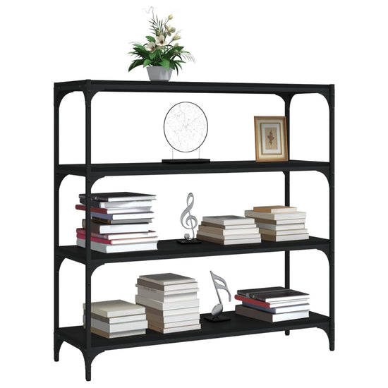 Boekenkast 100x33x100 cm bewerkt hout en staal zwart MeubelReus