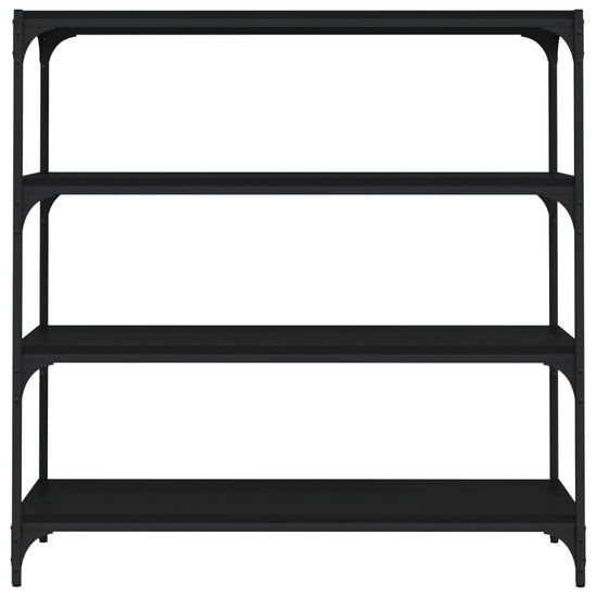 Boekenkast 100x33x100 cm bewerkt hout en staal zwart MeubelReus