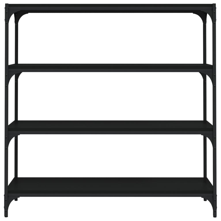 Boekenkast 100x33x100 cm bewerkt hout en staal zwart MeubelReus