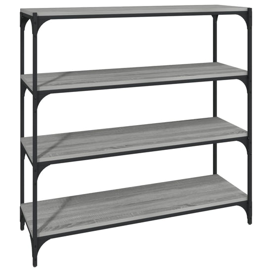 Boekenkast 100x33x100 cm hout en staal grijs sonoma eikenkleur MeubelReus