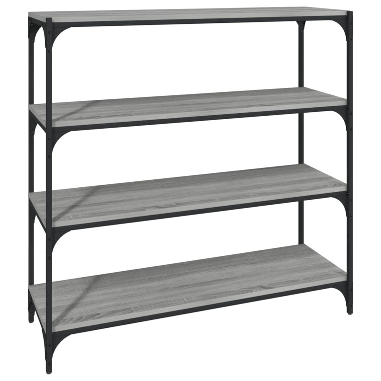 Boekenkast 100x33x100 cm hout en staal grijs sonoma eikenkleur MeubelReus