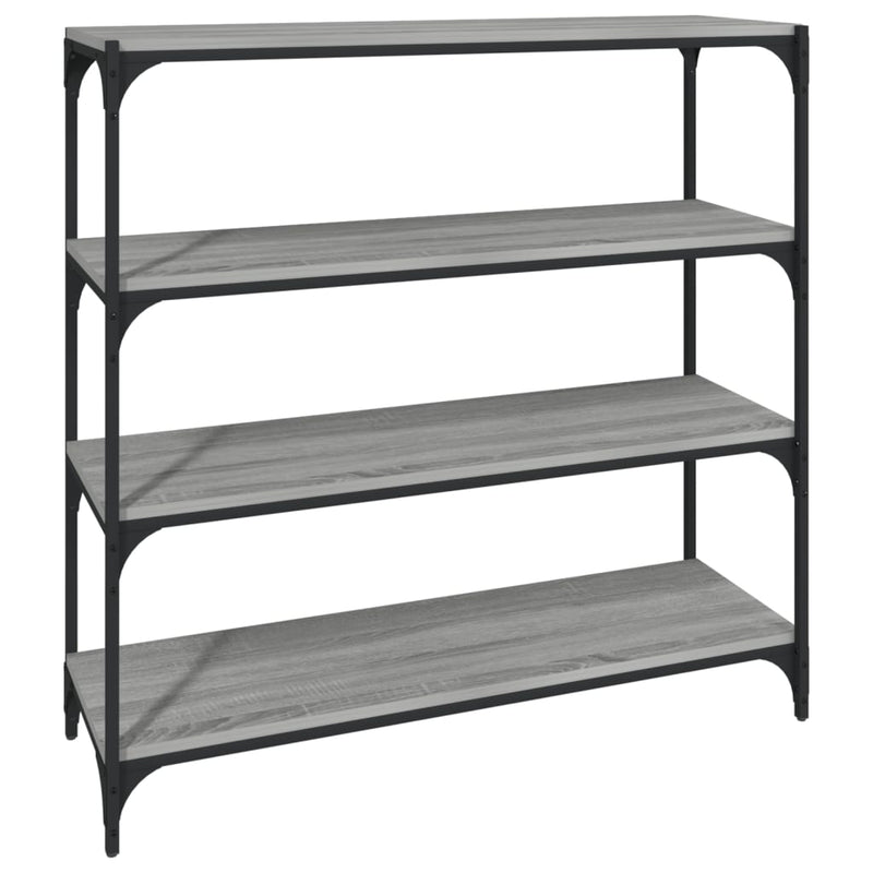 Boekenkast 100x33x100 cm hout en staal grijs sonoma eikenkleur MeubelReus