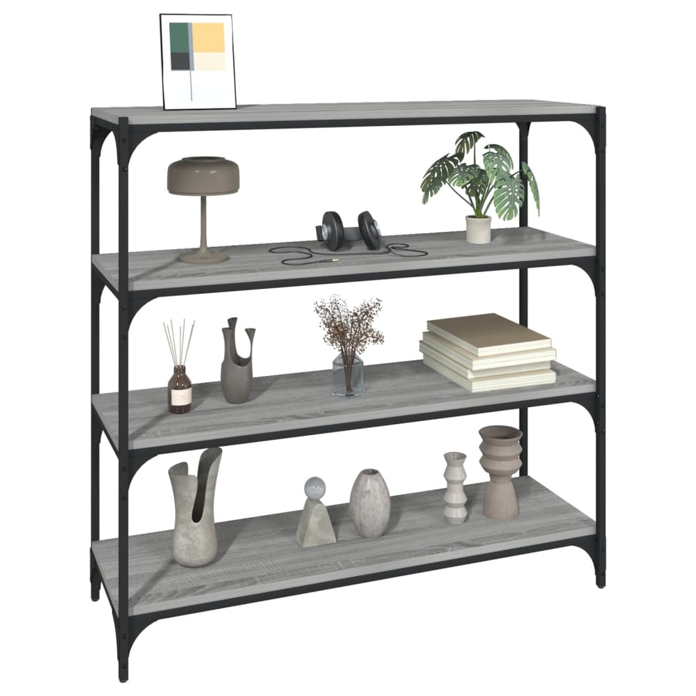 Boekenkast 100x33x100 cm hout en staal grijs sonoma eikenkleur MeubelReus