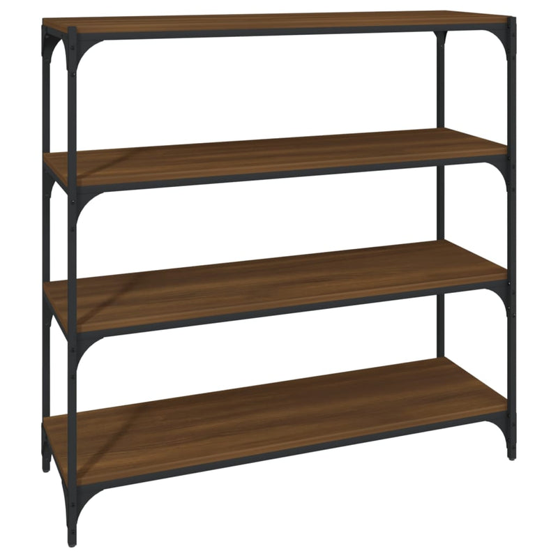 Boekenkast 100x33x100 cm bewerkt hout en staal bruineikenkleur MeubelReus