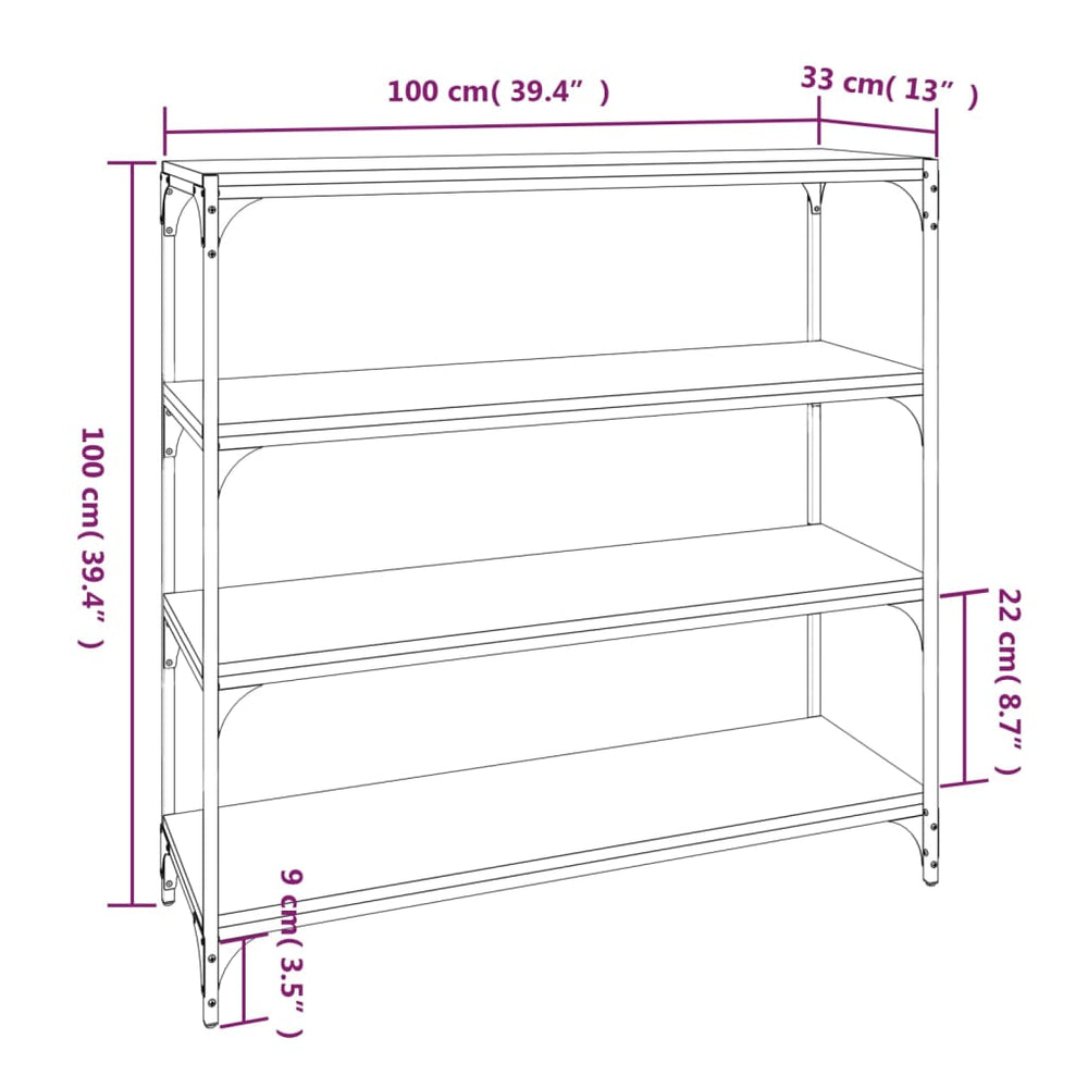Boekenkast 100x33x100 cm bewerkt hout en staal bruineikenkleur MeubelReus