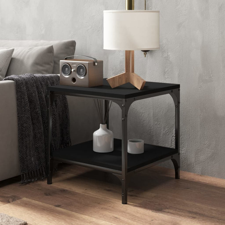 Bijzettafels 2 st 40x40x40 cm bewerkt hout zwart MeubelReus