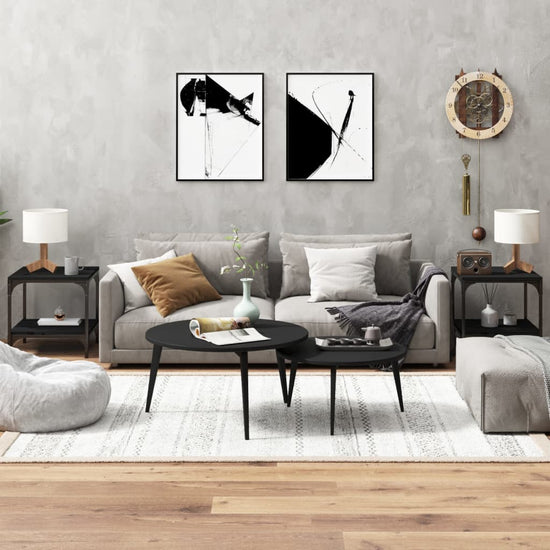 Bijzettafels 2 st 40x40x40 cm bewerkt hout zwart MeubelReus