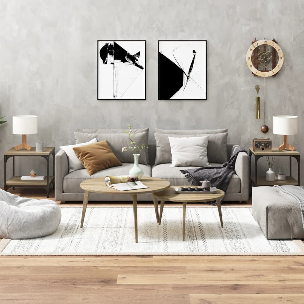 Bijzettafels 2 st 40x40x40 cm bewerkt hout sonoma eikenkleurig MeubelReus