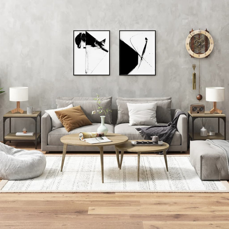 Bijzettafels 2 st 40x40x40 cm bewerkt hout sonoma eikenkleurig MeubelReus
