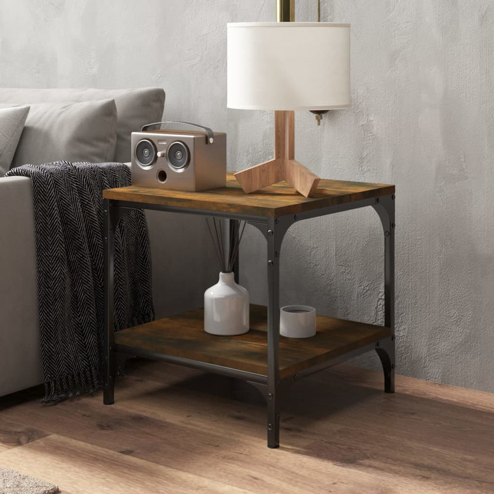 Bijzettafels 2 st 40x40x40 cm bewerkt hout gerookt eiken MeubelReus