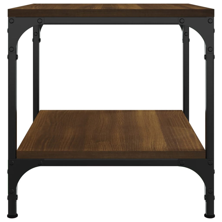 Bijzettafel 40x40x40 cm bewerkt hout bruin eikenkleur MeubelReus