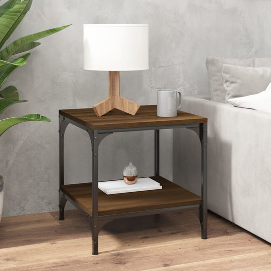 Bijzettafels 2 st 40x40x40 cm bewerkt hout bruineiken MeubelReus