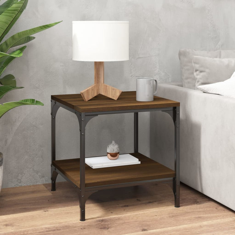 Bijzettafels 2 st 40x40x40 cm bewerkt hout bruineiken MeubelReus