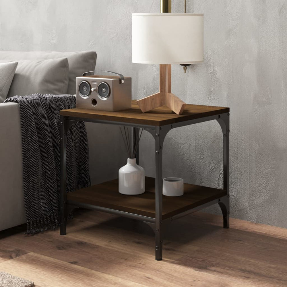 Bijzettafels 2 st 40x40x40 cm bewerkt hout bruineiken MeubelReus