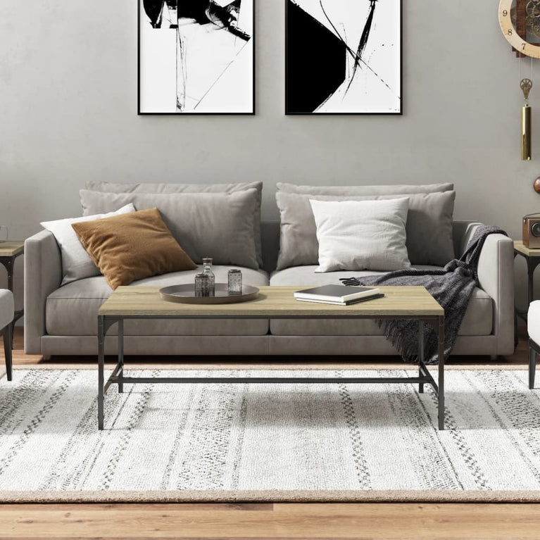 Salontafel 100x50x35 cm bewerkt hout sonoma eikenkleurig MeubelReus