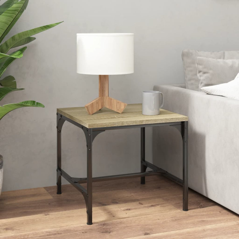 Bijzettafel 40x40x35 cm bewerkt hout sonoma eikenkleurig MeubelReus