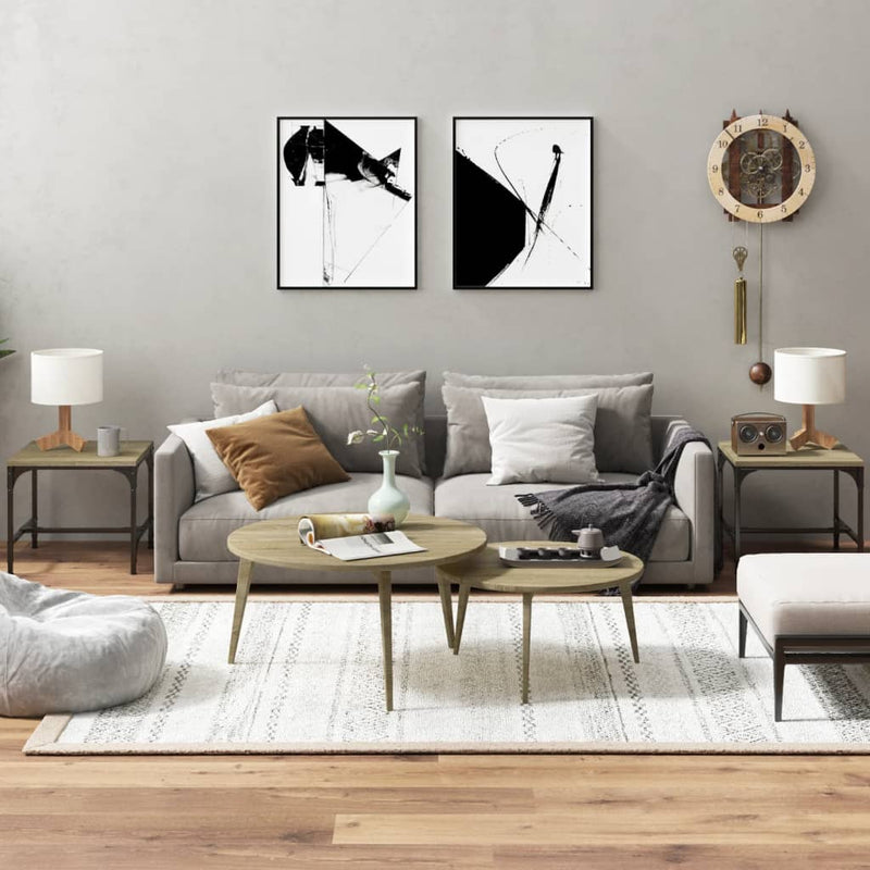Bijzettafels 2 st 40x40x35 cm bewerkt hout sonoma eikenkleurig MeubelReus