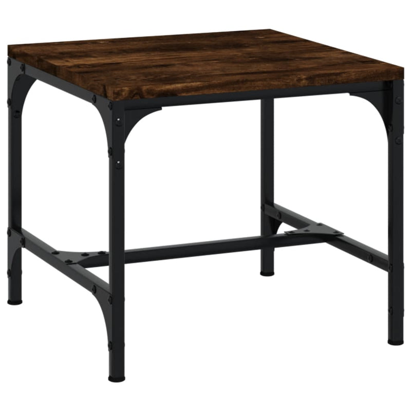 Bijzettafel 40x40x35 cm bewerkt hout gerookt eikenkleurig MeubelReus