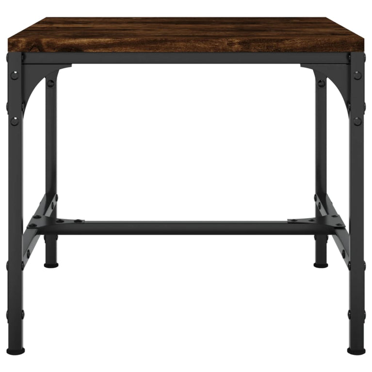 Bijzettafel 40x40x35 cm bewerkt hout gerookt eikenkleurig MeubelReus