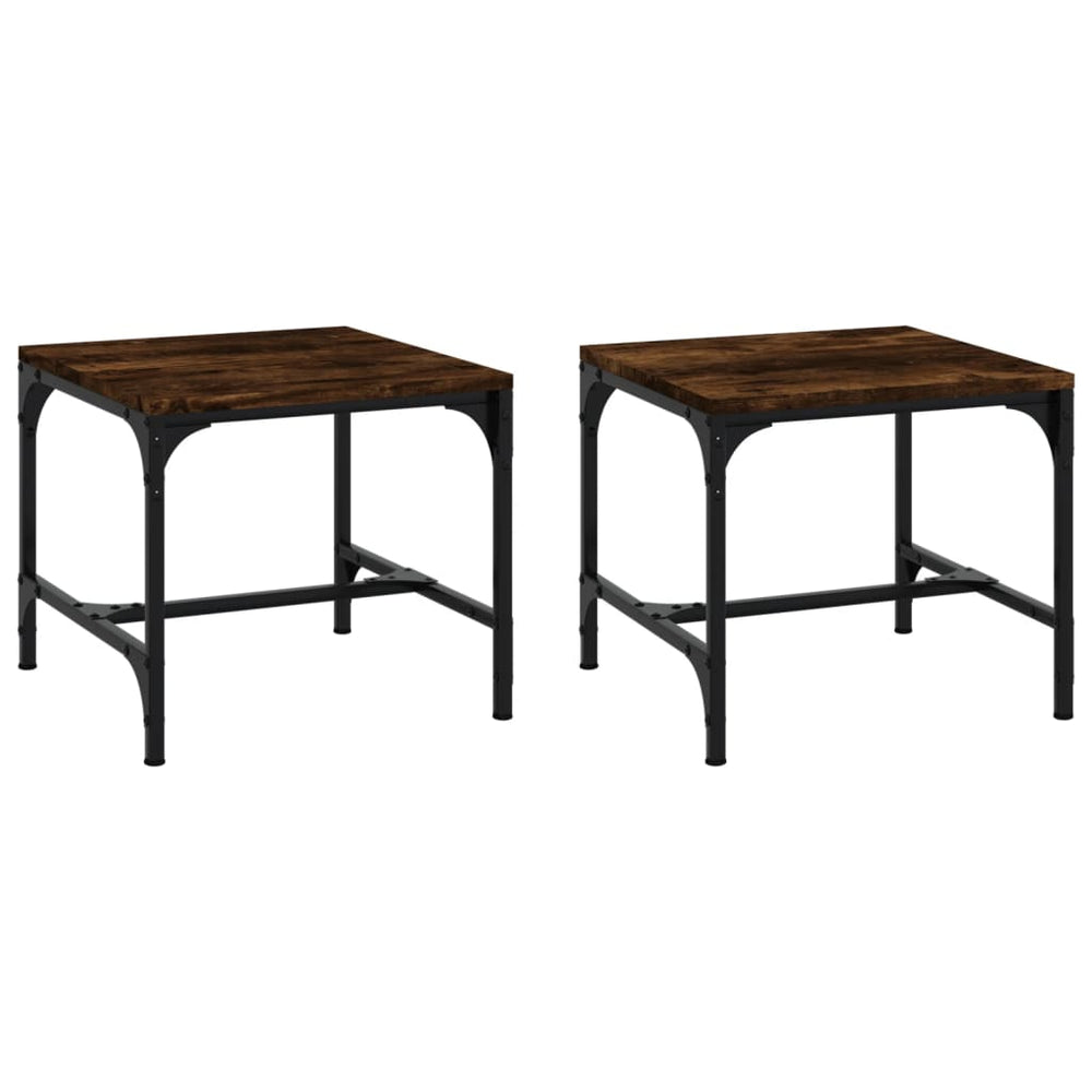 Bijzettafels 2 st 40x40x35 cm bewerkt hout gerookt eiken MeubelReus