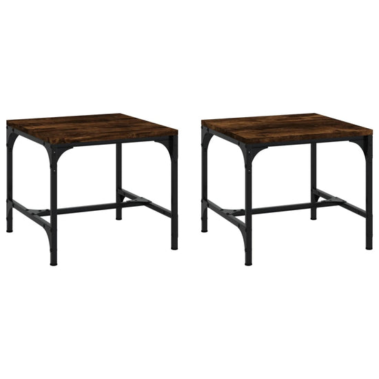 Bijzettafels 2 st 40x40x35 cm bewerkt hout gerookt eiken MeubelReus