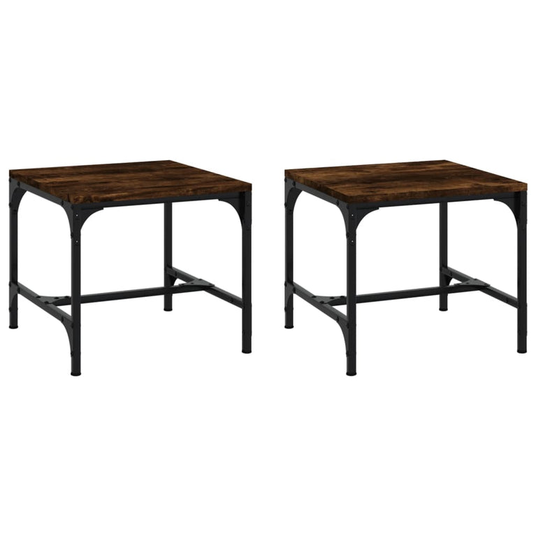 Bijzettafels 2 st 40x40x35 cm bewerkt hout gerookt eiken MeubelReus