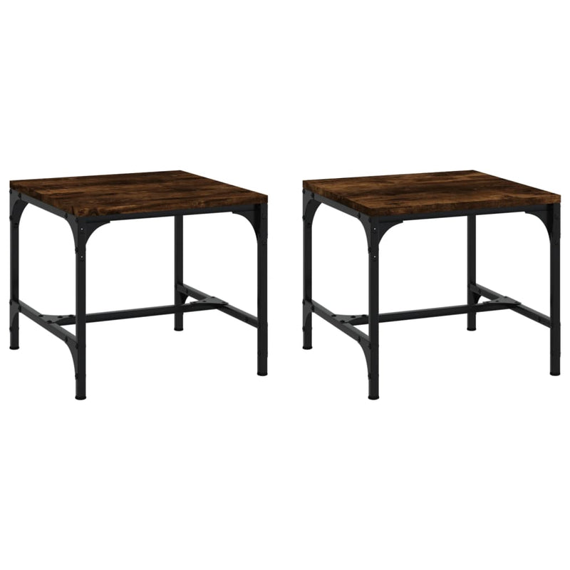 Bijzettafels 2 st 40x40x35 cm bewerkt hout gerookt eiken MeubelReus
