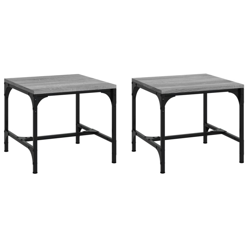 Bijzettafels 2 st 40x40x35 cm bewerkt hout grijs sonoma eiken MeubelReus