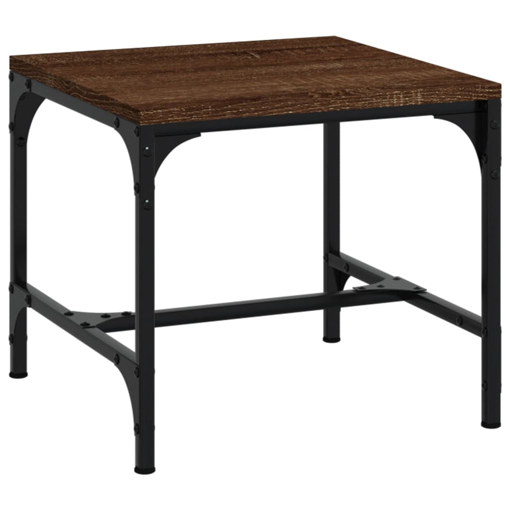 Bijzettafel 40x40x35 cm bewerkt hout bruin eikenkleur MeubelReus