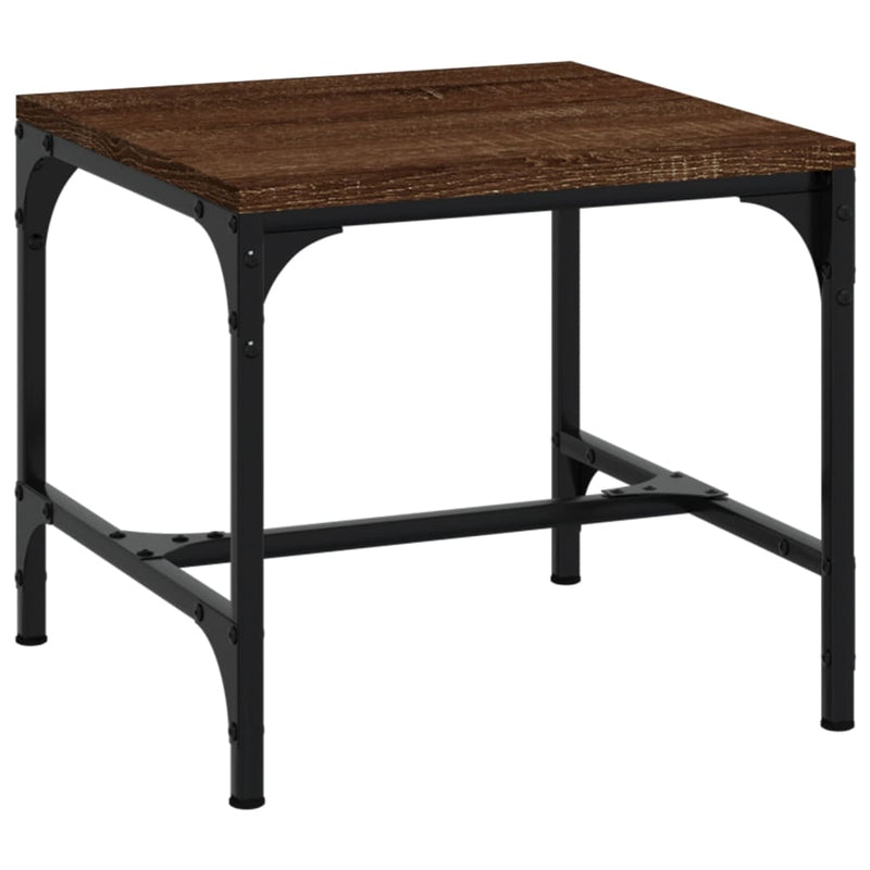Bijzettafel 40x40x35 cm bewerkt hout bruin eikenkleur MeubelReus