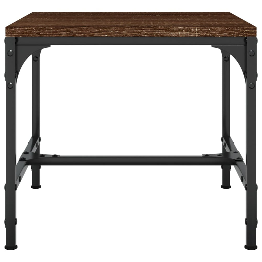 Bijzettafel 40x40x35 cm bewerkt hout bruin eikenkleur MeubelReus