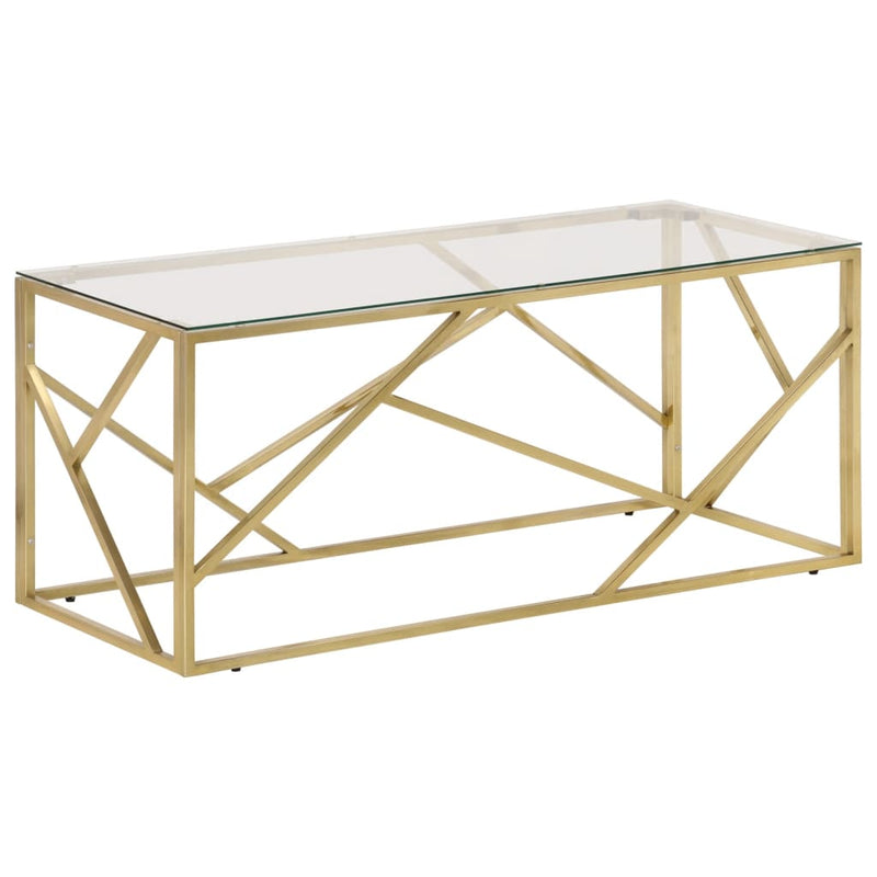 Salontafel roestvrijstaal en gehard glas goudkleurig