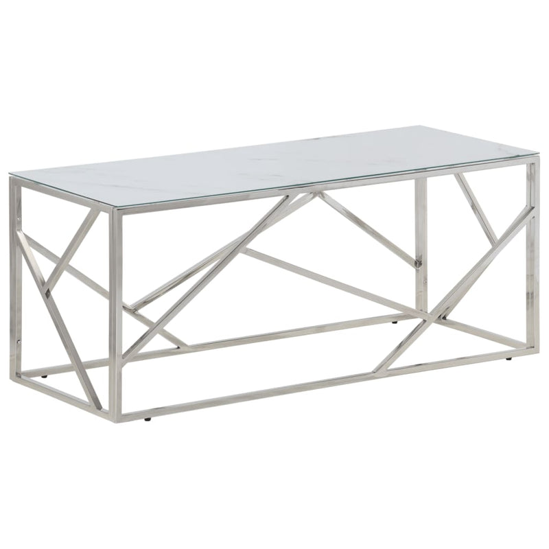 Salontafel roestvrijstaal en gehard glas zilverkleurig