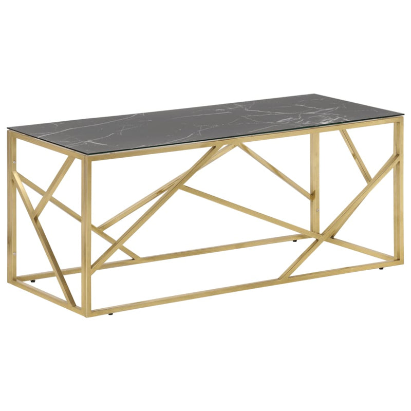 Salontafel roestvrijstaal en gehard glas goudkleurig
