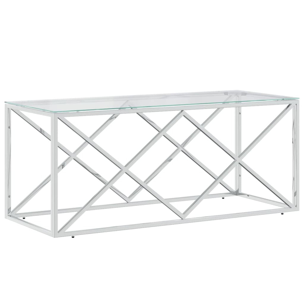 Salontafel 110x45x45 cm roestvrij staal en glas MeubelReus