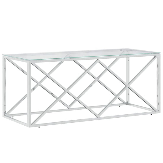 Salontafel 110x45x45 cm roestvrij staal en glas MeubelReus