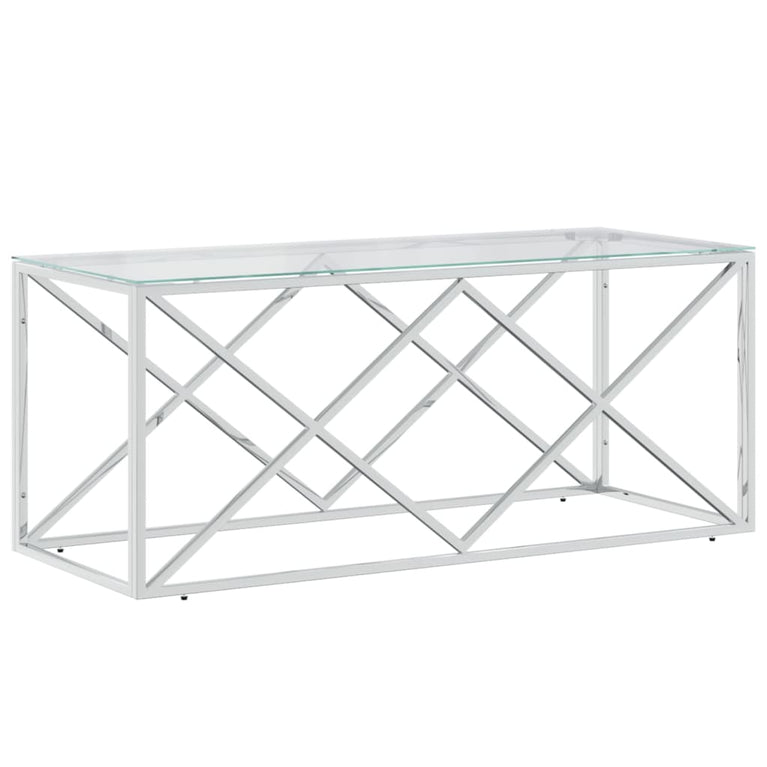 Salontafel 110x45x45 cm roestvrij staal en glas MeubelReus
