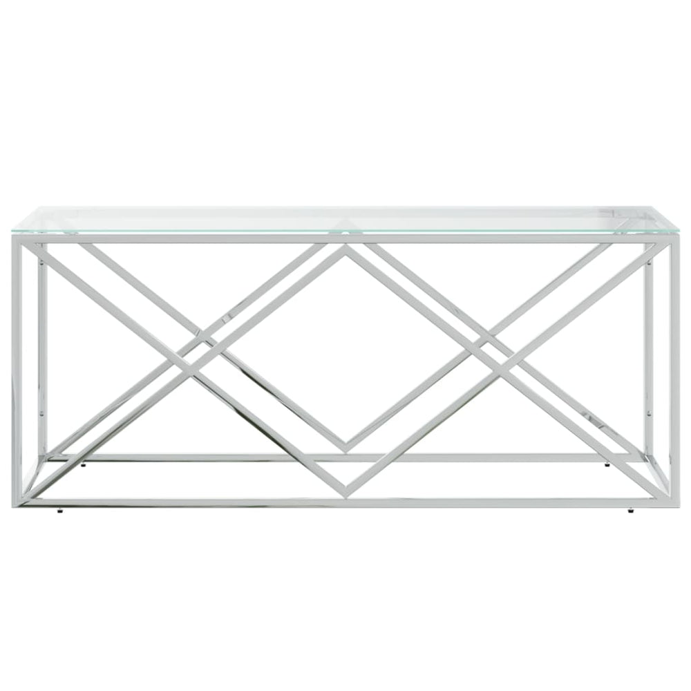 Salontafel 110x45x45 cm roestvrij staal en glas MeubelReus