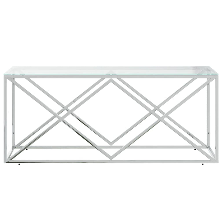 Salontafel 110x45x45 cm roestvrij staal en glas MeubelReus