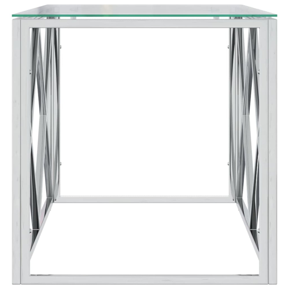 Salontafel 110x45x45 cm roestvrij staal en glas MeubelReus