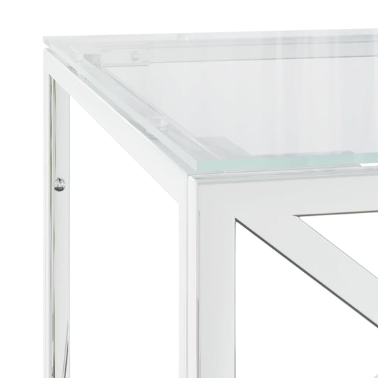 Salontafel 110x45x45 cm roestvrij staal en glas MeubelReus