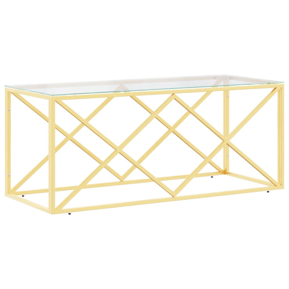 Salontafel 110x45x45 cm roestvrij staal en glas MeubelReus